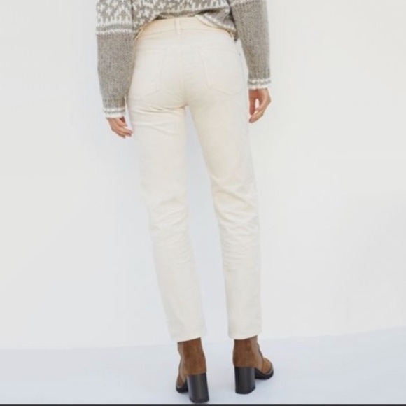 NWT Anthropologir Pilcro Corduroy High Rise Slim Boyfriend Pants in Cream - Picture 3 of 9